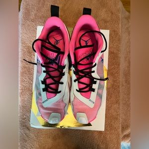 Jordan One Take 4, size 14, white/Game Royal-Pink Blast